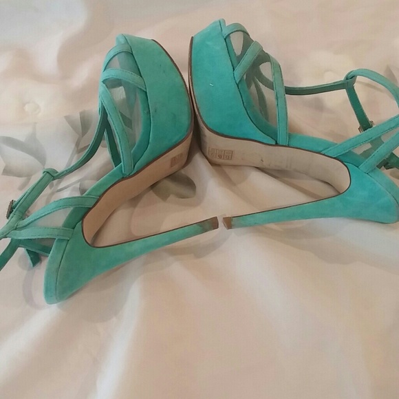 Aldo teal suede high heels sling - Picture 5 of 8